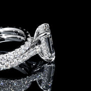 14K WHITE GOLD LAB GROWN EMERALD CUT ENGAGEMENT RING